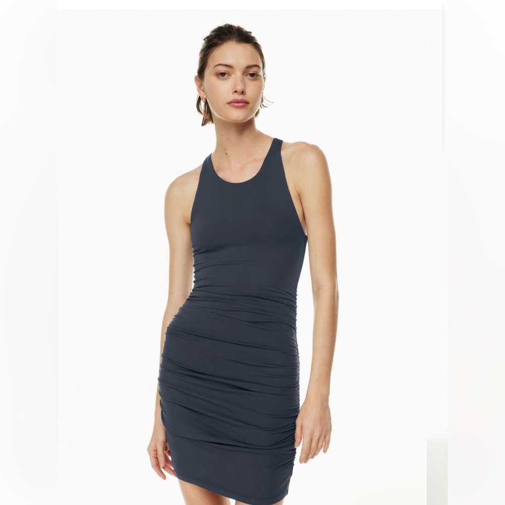 Babaton Contour Ruched Racer Mini Dress bodycon black size 2xl